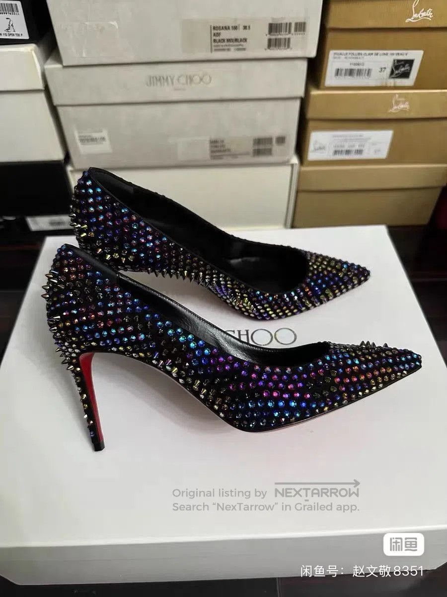 Christian Louboutin Christian Louboutin Rhinestone Studded Heels. Size US 4.5 / IT 34.5 - 2 Thumbnail