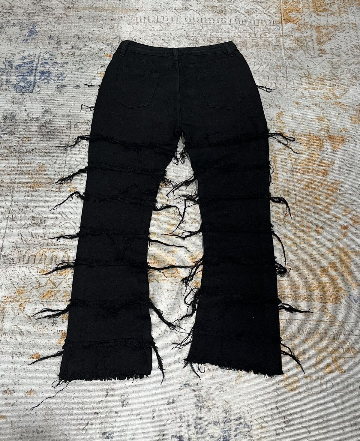 Japanese Brand Stacking Motive Flare Fringe Black Jeans Size US 31 - 2 Thumbnail