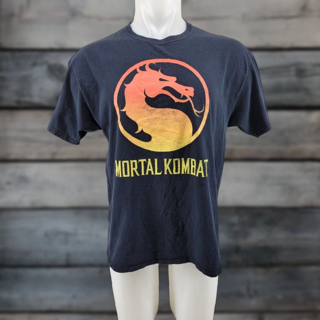 Logo 7 Mortal Kombat Klassic Logo Licensed Adult T-Shirt L Black Graphic Tee Mens 90s Movie Video Games Scorpion Brand Mortal Kombat Size US L / EU 52-54 / 3 - 1 Thumbnail