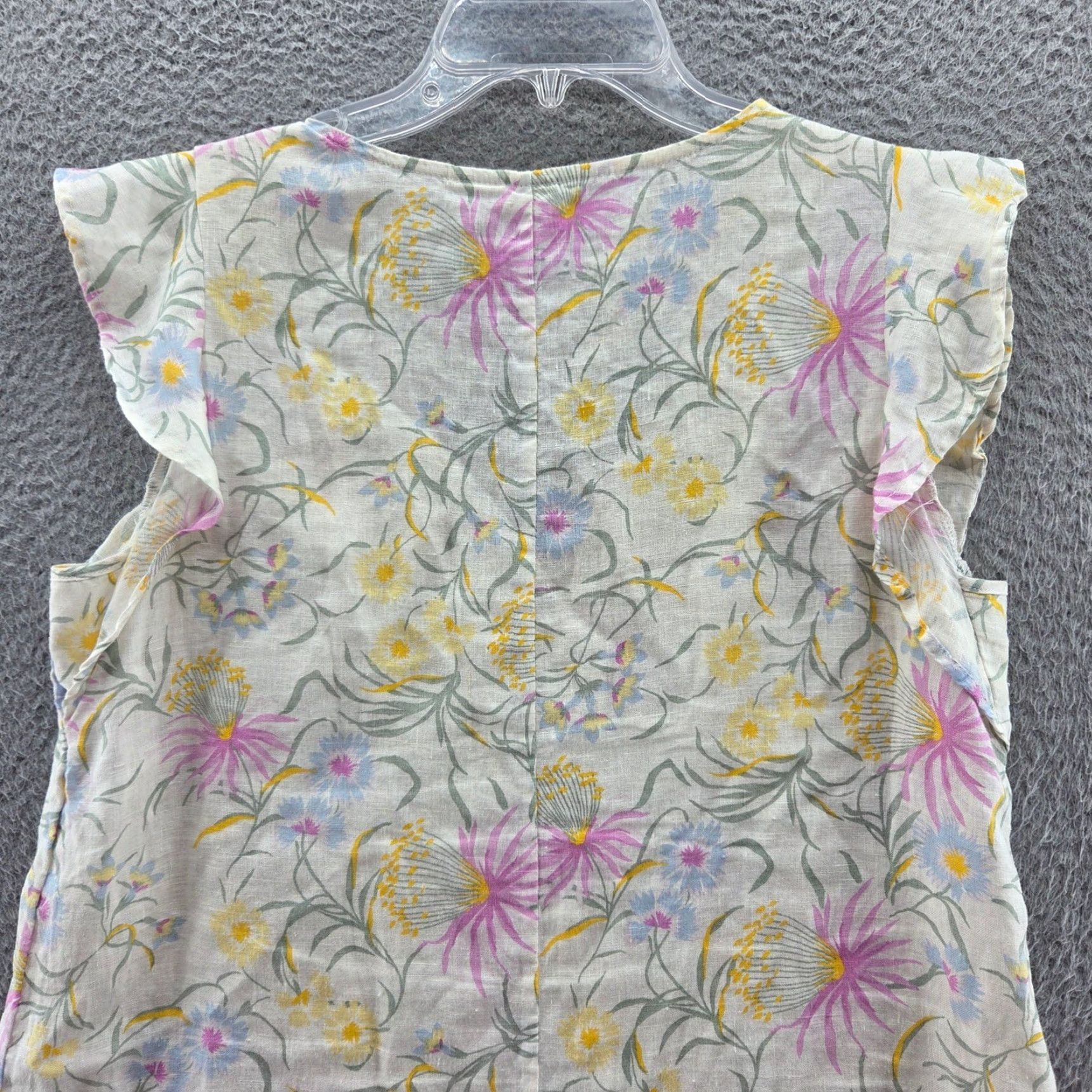 Joie Joie Dress Sheath Linen Floral Pink Yellow Beach Women's Medium" Size M / US 6-8 / IT 42-44 - 4 Thumbnail