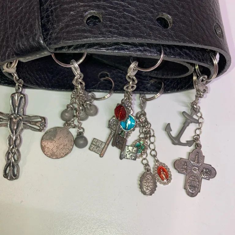 Jean Paul Gaultier S/S98 Cross Charm Pendant Leather Belt Size ONE SIZE - 2 Thumbnail