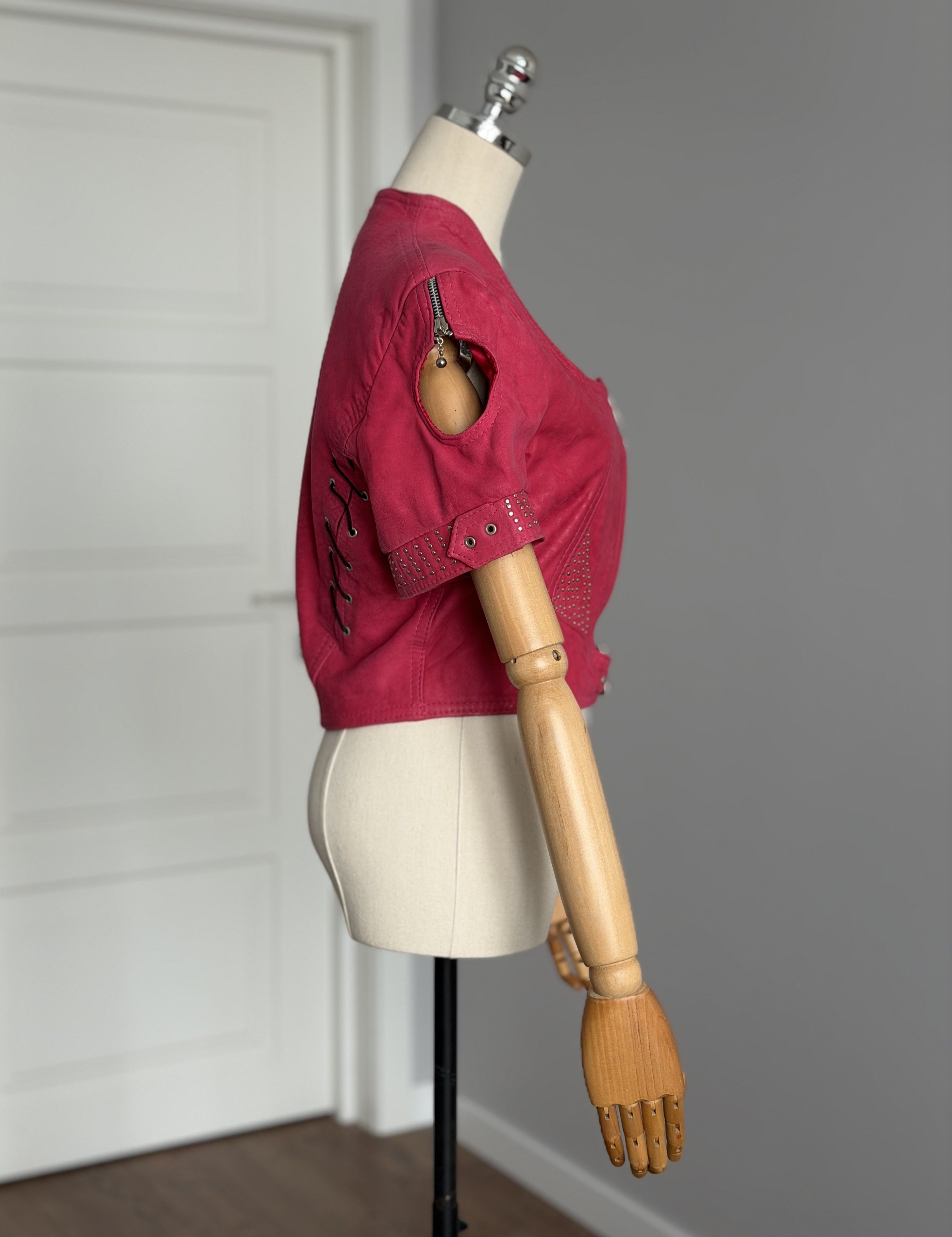Other DECK HAND by WHITEBOYS Vintage Leather Pink Cropped Jacket Size M / US 6-8 / IT 42-44 - 6 Thumbnail