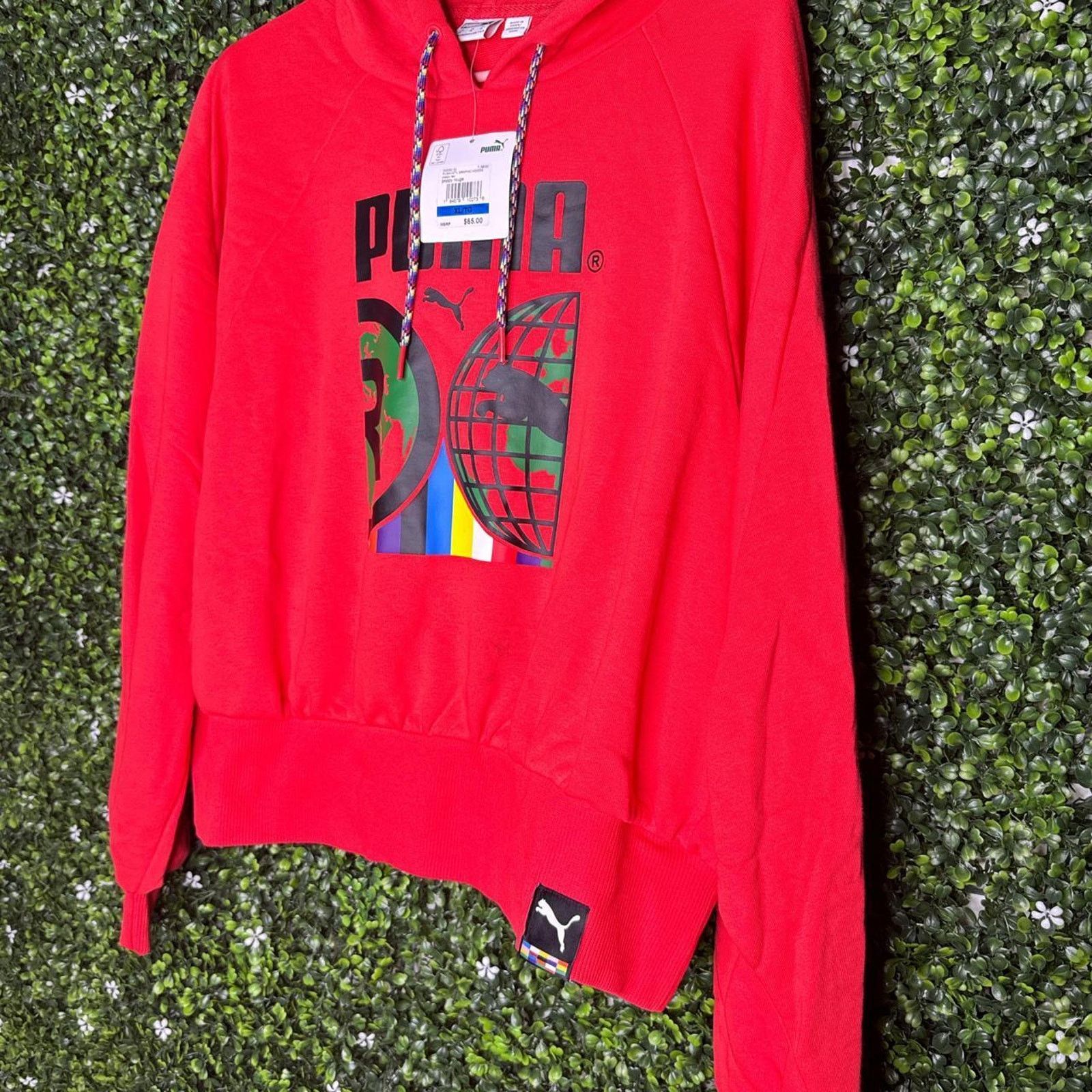 Puma Womens red puma cropped hoodie Size XL / US 12-14 / IT 48-50 - 2 Thumbnail