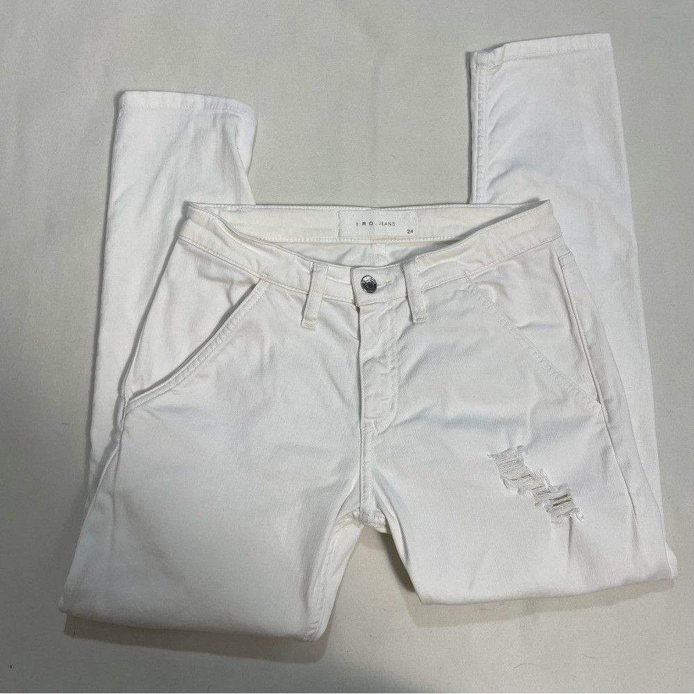 Iro IRO White Cropped Distressed Jeans Size 24 Size 24" / US 00 / IT 34 - 2 Thumbnail