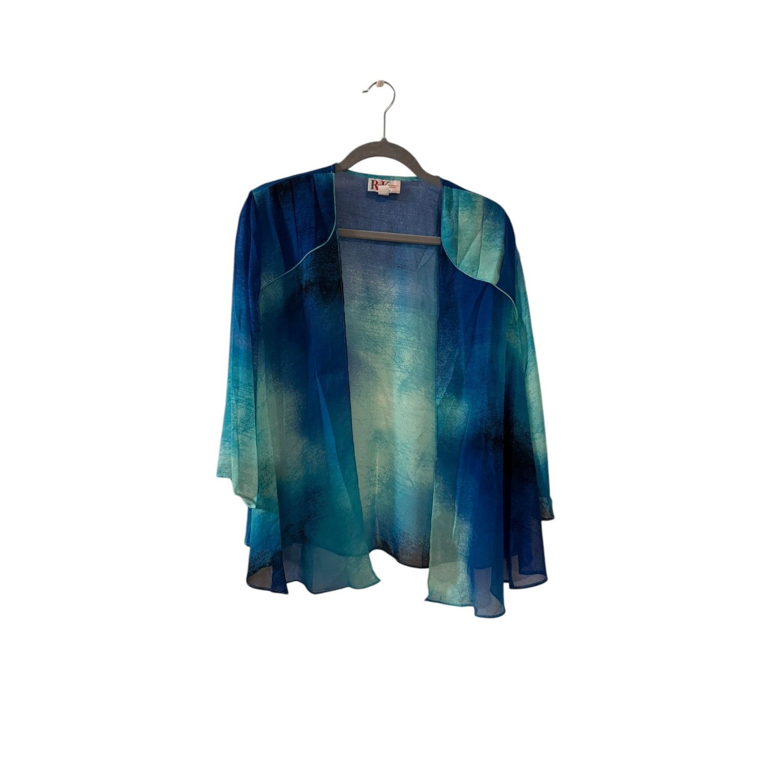 Other R&K Originals Woman Sheer Shade of Blue Open Front Top – 14W Size XL / US 12-14 / IT 48-50 - 1 Thumbnail