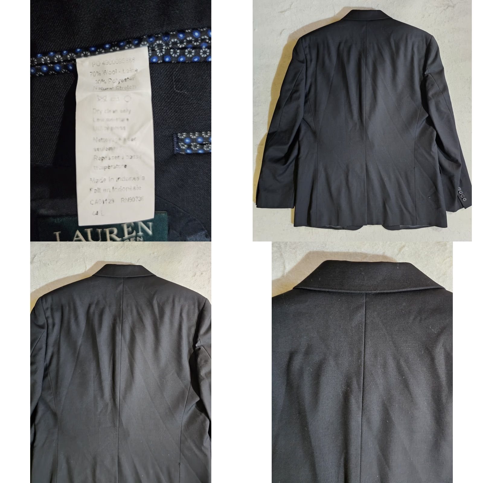 Ralph Lauren LAUREN Ralph Lauren Signature Blazer Wool Blend Suit Coat Mens Sz 44 Long Black Size 44R - 8 Thumbnail