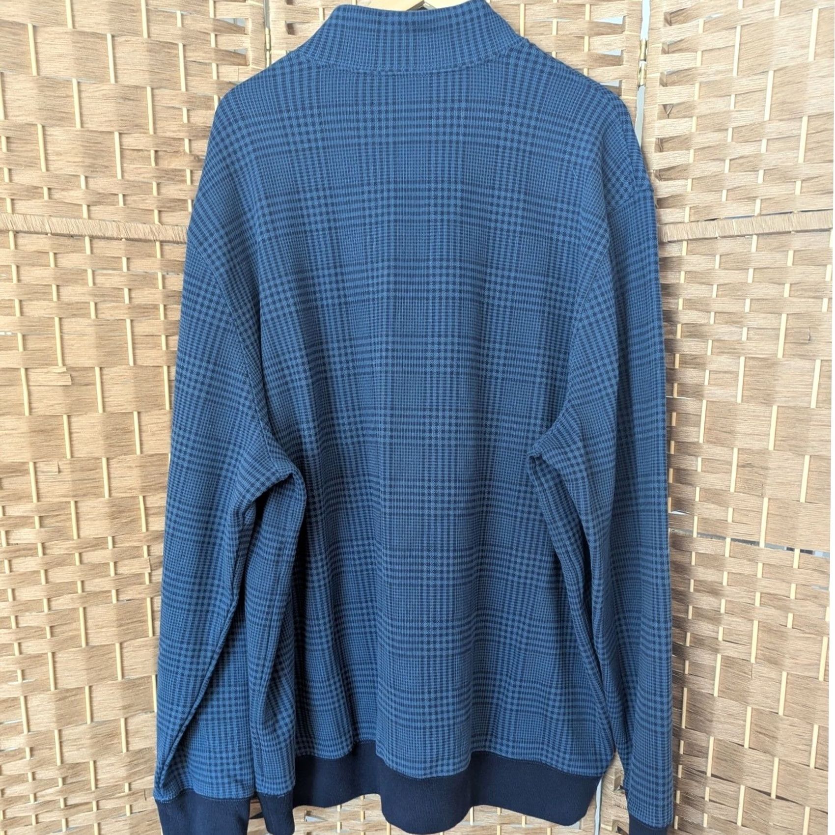 Lands' End VINTAGE: No Lands' End 2XLT Plaid Pullover Sweatshirt Zip Mock Neck Men Blue Quadruple-checked? Size US XXL / EU 58 / 5 - 3 Thumbnail
