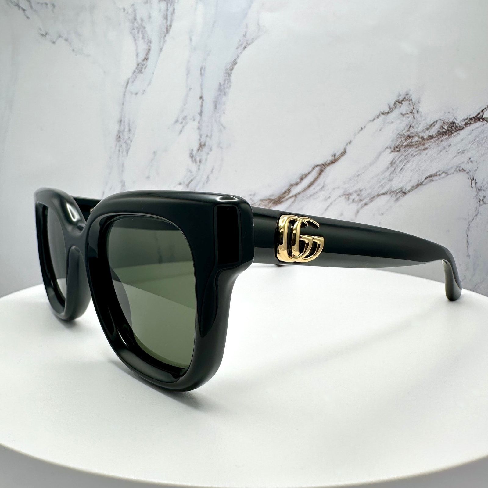 Gucci New GUCCI Sunglasses Black & Gold GG Logo Square Round Size ONE SIZE - 3 Thumbnail