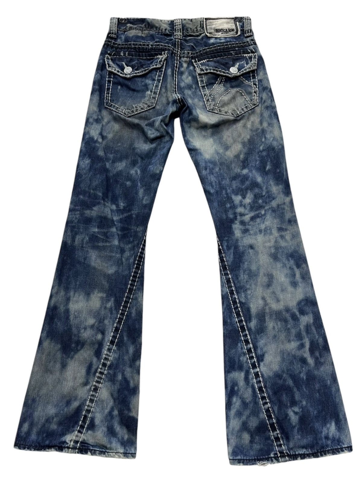 BUCKAROO SICK FLARE🔥Indigo Mudmax Bleachwash Big Stitching Denim Size US 29 - 3 Thumbnail