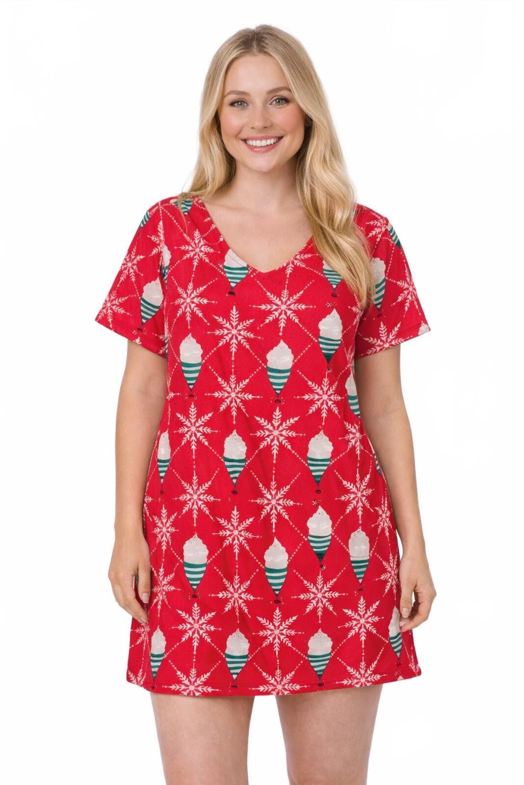 Other Secret Treasures Red Holiday Print Nightshirt Size S/M New Size ONE SIZE - 1 Thumbnail