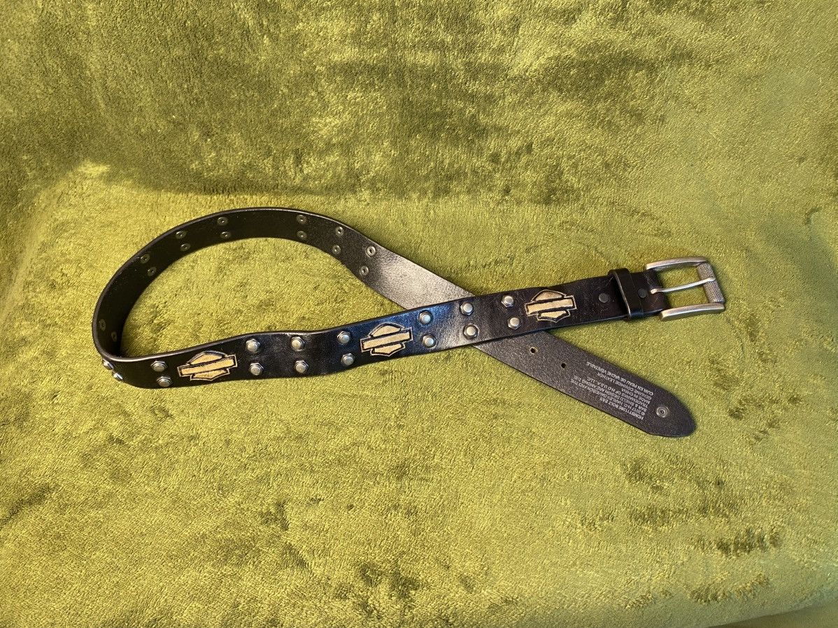 Harley Davidson Harley Davidson black cowhide leather studded belt Size 34 - 3 Thumbnail