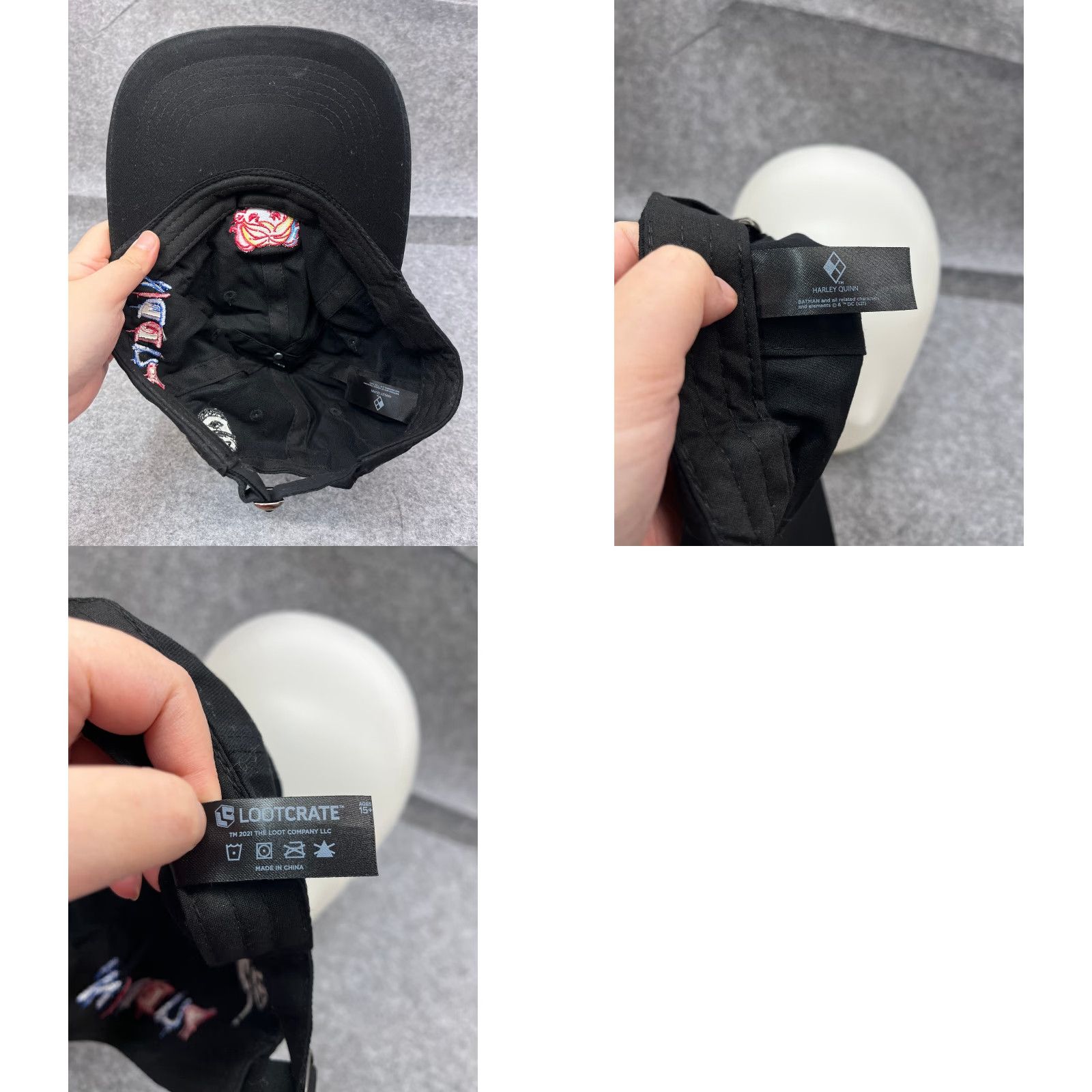 Vintage Loot Crate Harley Quinn Hat Cap Strap Back One Size Adult Black Cotton Baseball Cap Unisex Size ONE SIZE - 9 Thumbnail
