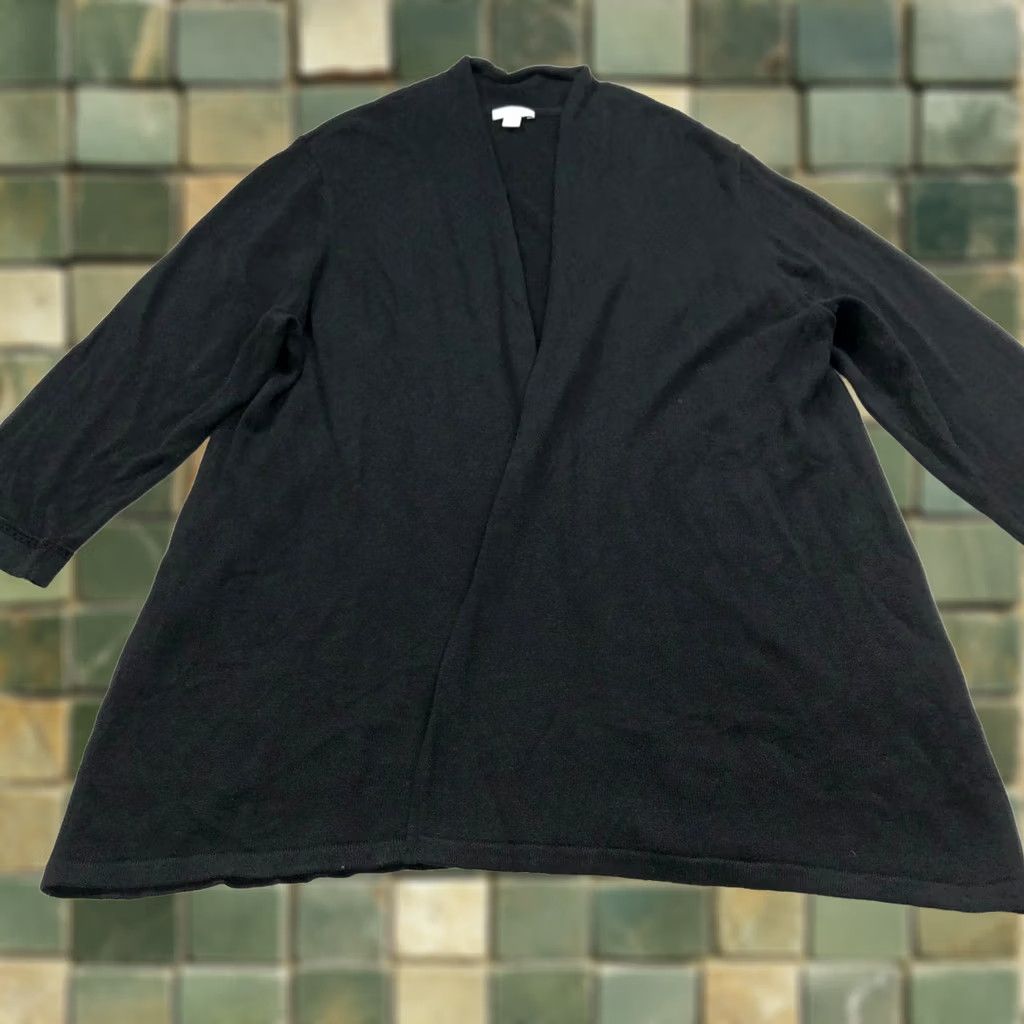 J. Jill J.Jill Sweater Cardigan XL Black Linen Rayon Wrap Open MINT Size XL / US 12-14 / IT 48-50 - 1 Thumbnail