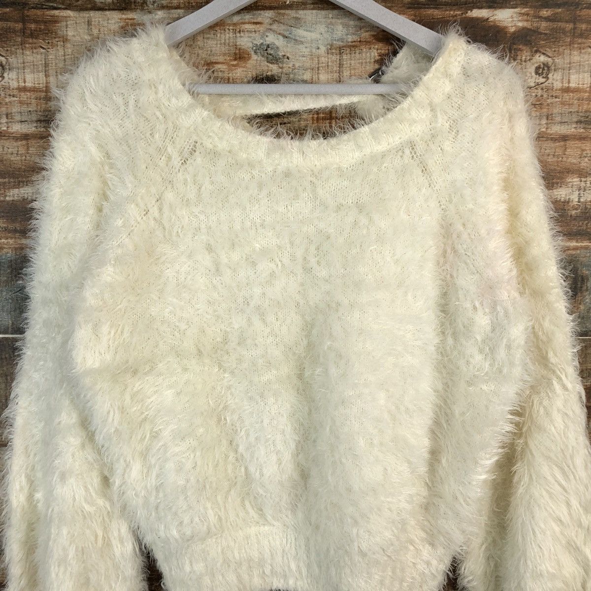 Homespun Knitwear DLL Heather White fur shaggy Mohair Knitwear #C235 Size S / US 4 / IT 40 - 5 Thumbnail