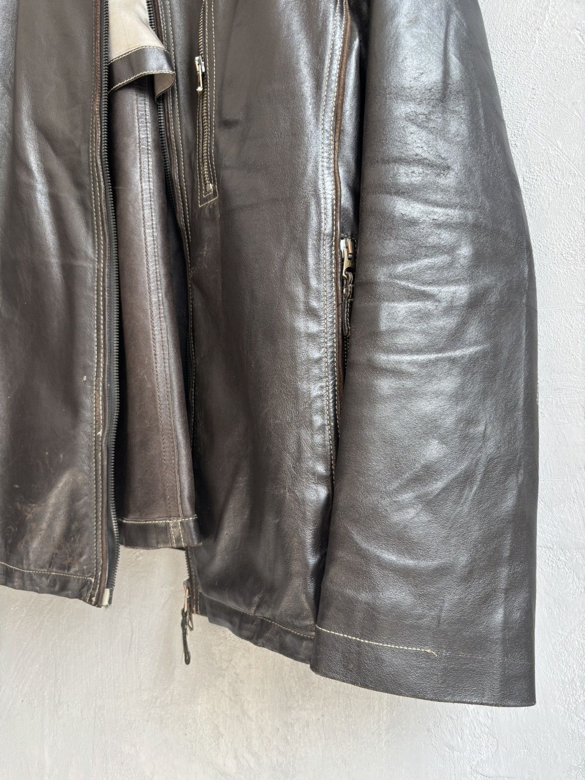 Armani Armani cowhide natural distressed leather jacket Size US L / EU 52-54 / 3 - 9 Thumbnail