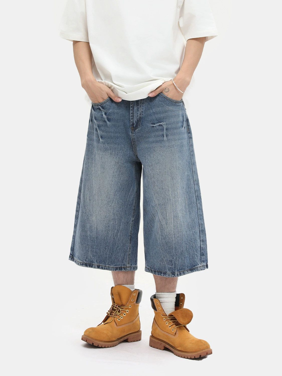 Japanese Brand × Jean American washed lightning loose straight denim shorts Size US 32 / EU 48 - 5 Thumbnail
