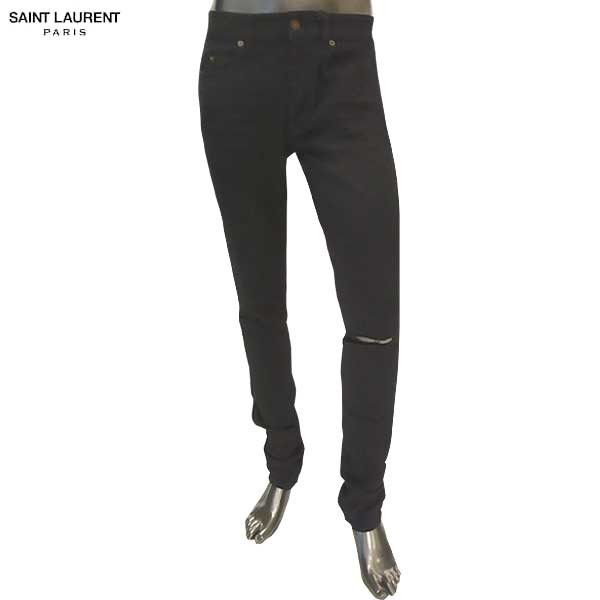 Saint Laurent Paris original low waisted ripped skinny jean in used black cotton Size US 28 / EU 44 - 1 Thumbnail