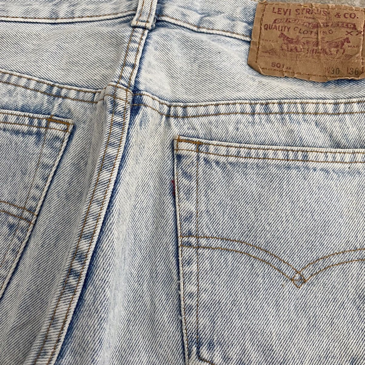 Levi's Size 28x27.5 Vintage 90’s Levis 501 Acid Washed Blue Jeans Size US 28 / EU 44 - 22 Thumbnail