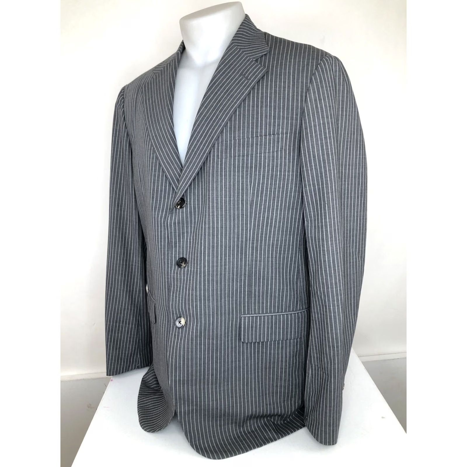 Vintage BELVEST / MADE IN ITALY - Blazer SportCoat Jacket Mens EU 54L Gray Pinstripe 130 Blazer SportCoat 54L Mens Italy Belvest Size US L / EU 52-54 / 3 - 3 Thumbnail