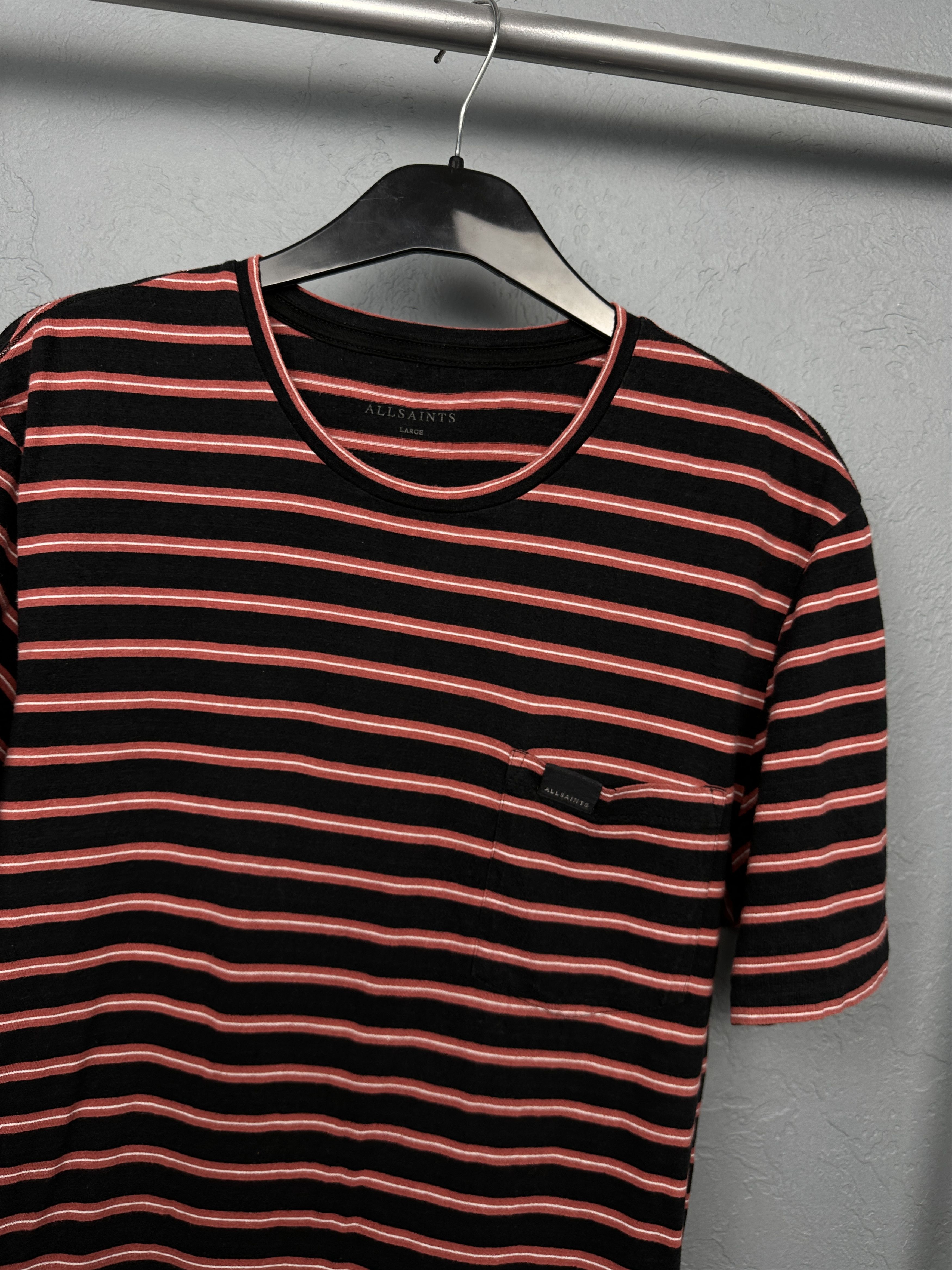 Allsaints Allsaints Ange Mens Crew Neck Striped T-Shirt Size US L / EU 52-54 / 3 - 2 Thumbnail