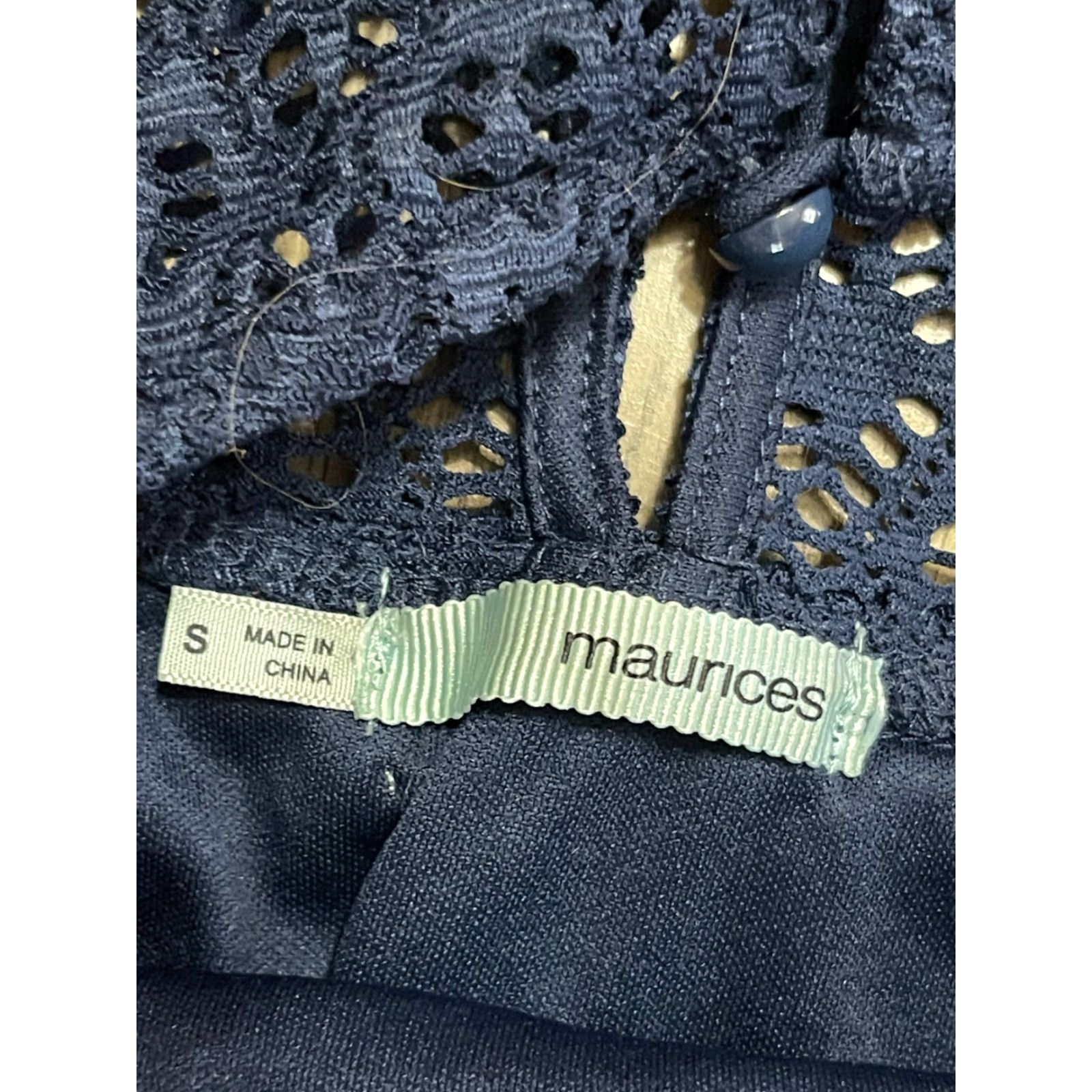 Vintage Maurices Dress Women's Size Small Blue Beads Lace Sleeveless Midi Dress Size S / US 4 / IT 40 - 4 Thumbnail