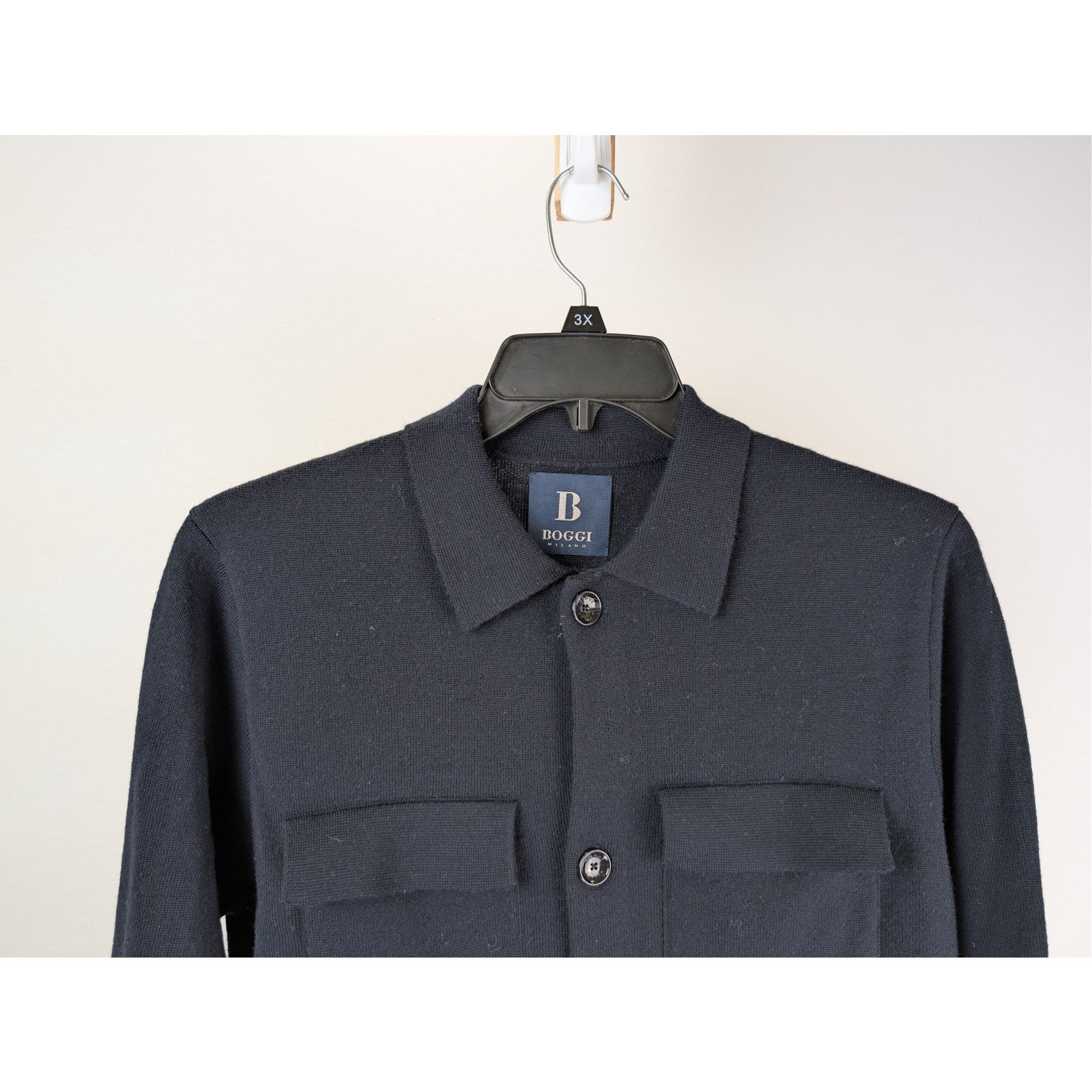 Boggi o1rshd1 CC20 Front Double Pocket Jersey Overshirt in Navy Size US M / EU 48-50 / 2 - 3 Thumbnail