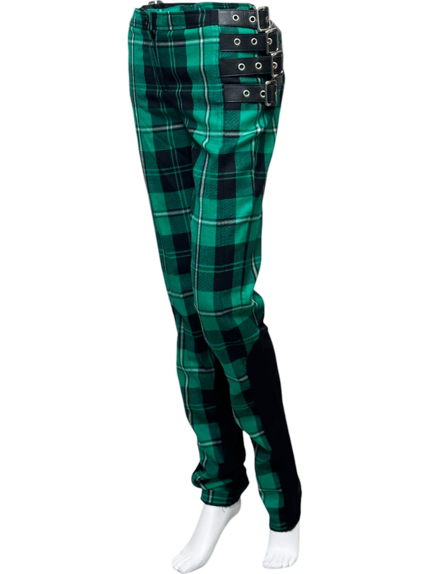 Dolce & Gabbana F/W 2003 Tartan Bondage Green Black Pants Size 26" / US 2 / IT 38 - 3 Thumbnail