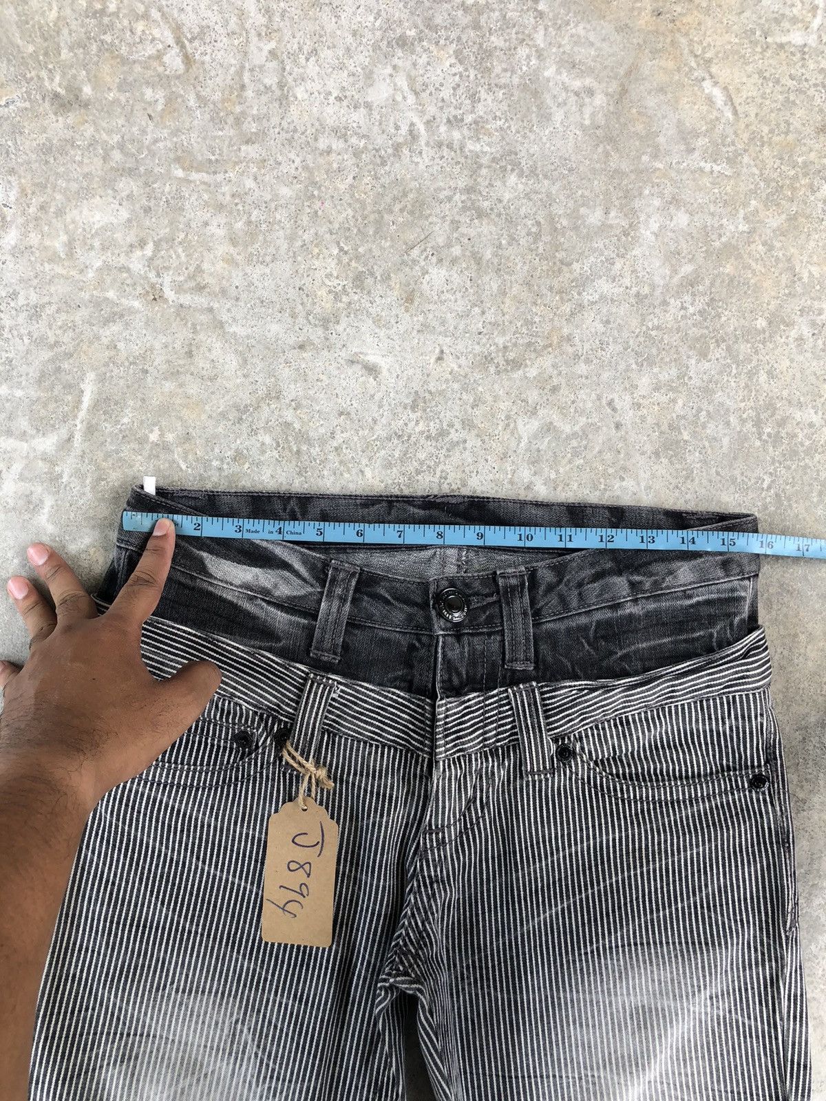 Hysteric Glamour Japanese Back Forth Double Waist Distressed Hickory Stripe Size US 31 - 16 Thumbnail