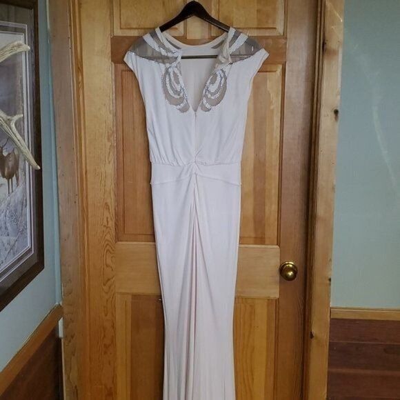Badgley Mischka Badgley Mischka Collection Embellished Sheer Blush Maxi Even Size S / US 4 / IT 40 - 5 Thumbnail