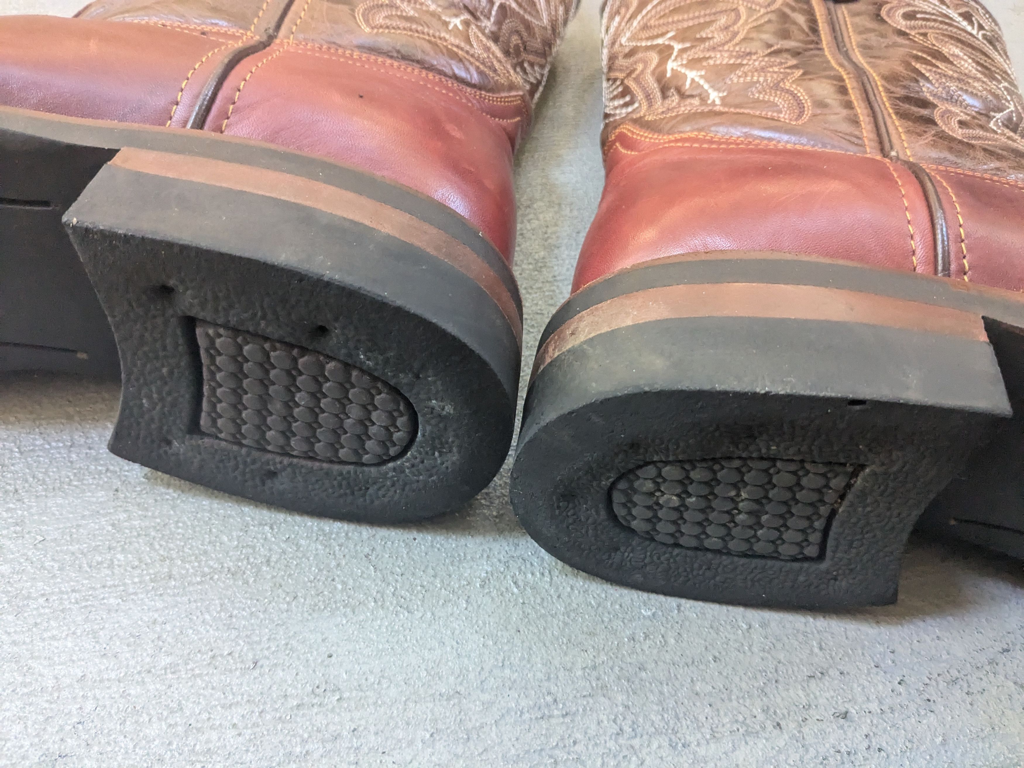 Genuine Leather Denver Cowboy Boots Brown Leather Black 11 Square Toe Rubber Size US 11 / EU 44 - 16 Thumbnail