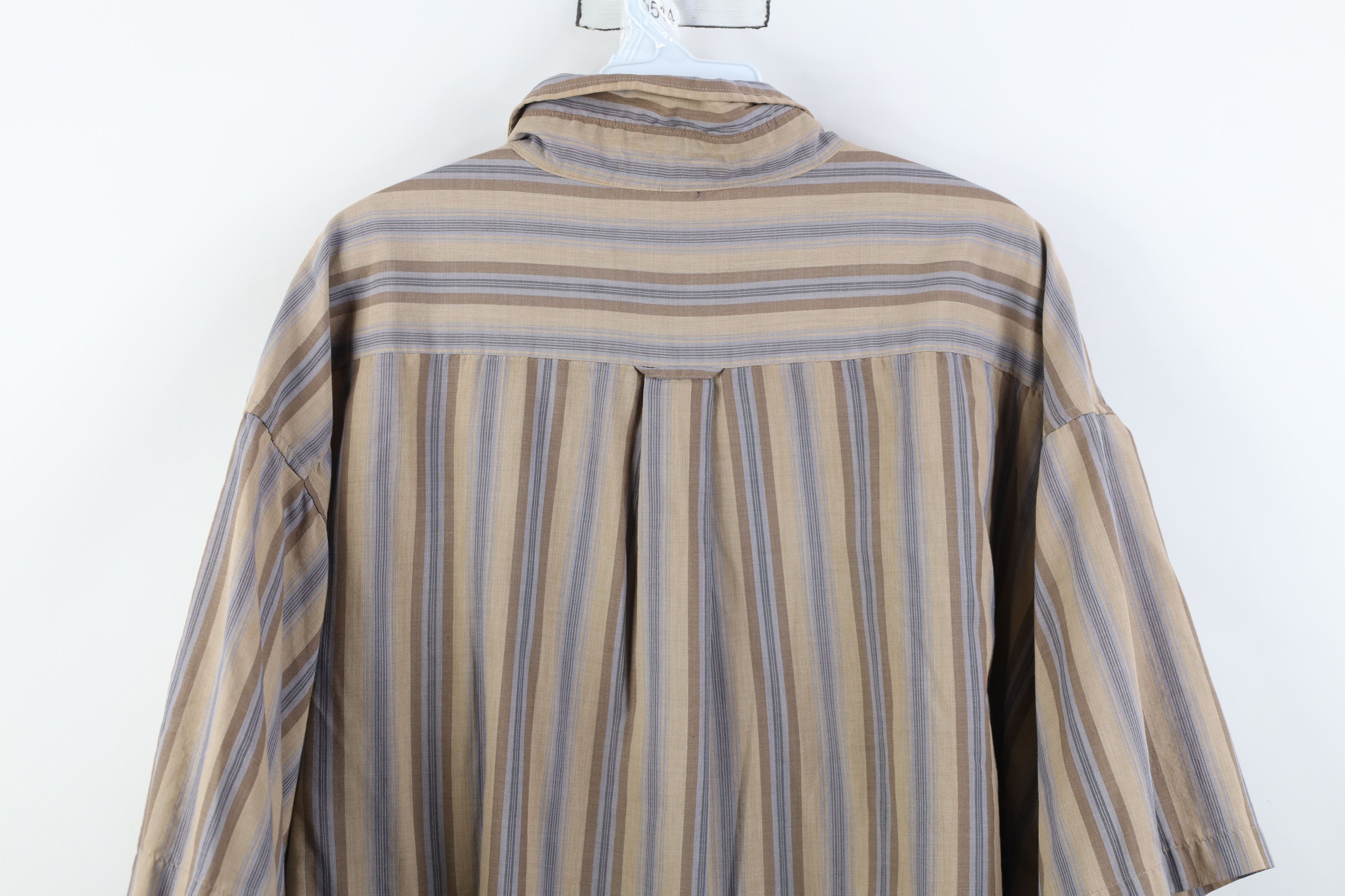 Vintage Vintage 90s Earth Tone Striped Short Sleeve Button Shirt Size US XXL / EU 58 / 5 - 13 Thumbnail