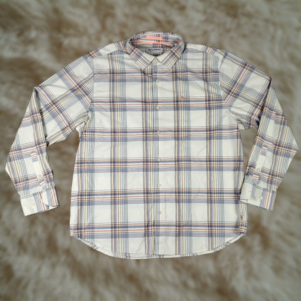 Tommy Bahama Tommy Bahama Shirt Mens XL Blue Plaid Nylon Button Up Long Sleeve Mens XL Blue Plaid Nylon Button-Up Shirt Size US XL / EU 56 / 4 - 1 Thumbnail