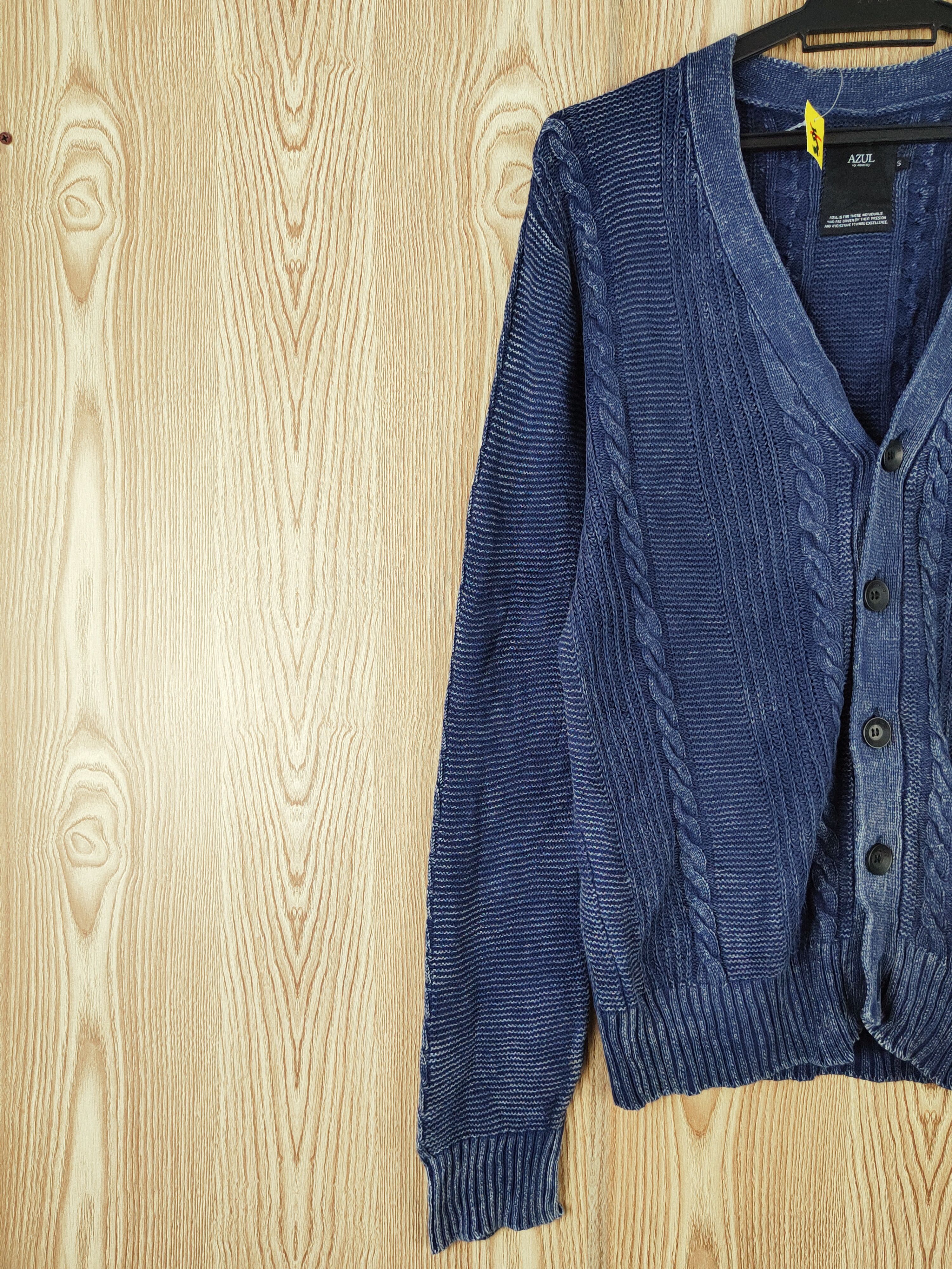 Indigo Azul by Moussy Navy Faded Knitwear Cardigan #W881 Size US S / EU 44-46 / 1 - 3 Thumbnail