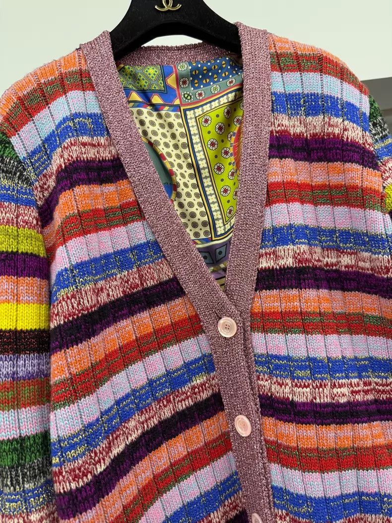 Gucci Gucci Colorful gold line striped double-sided cardigan coa Size XS / US 0-2 / IT 36-38 - 2 Thumbnail