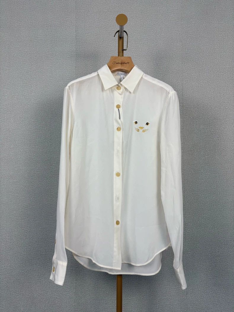 Loewe LOEWE American white embroidered kitten shirt Size XS / US 0-2 / IT 36-38 - 1 Thumbnail