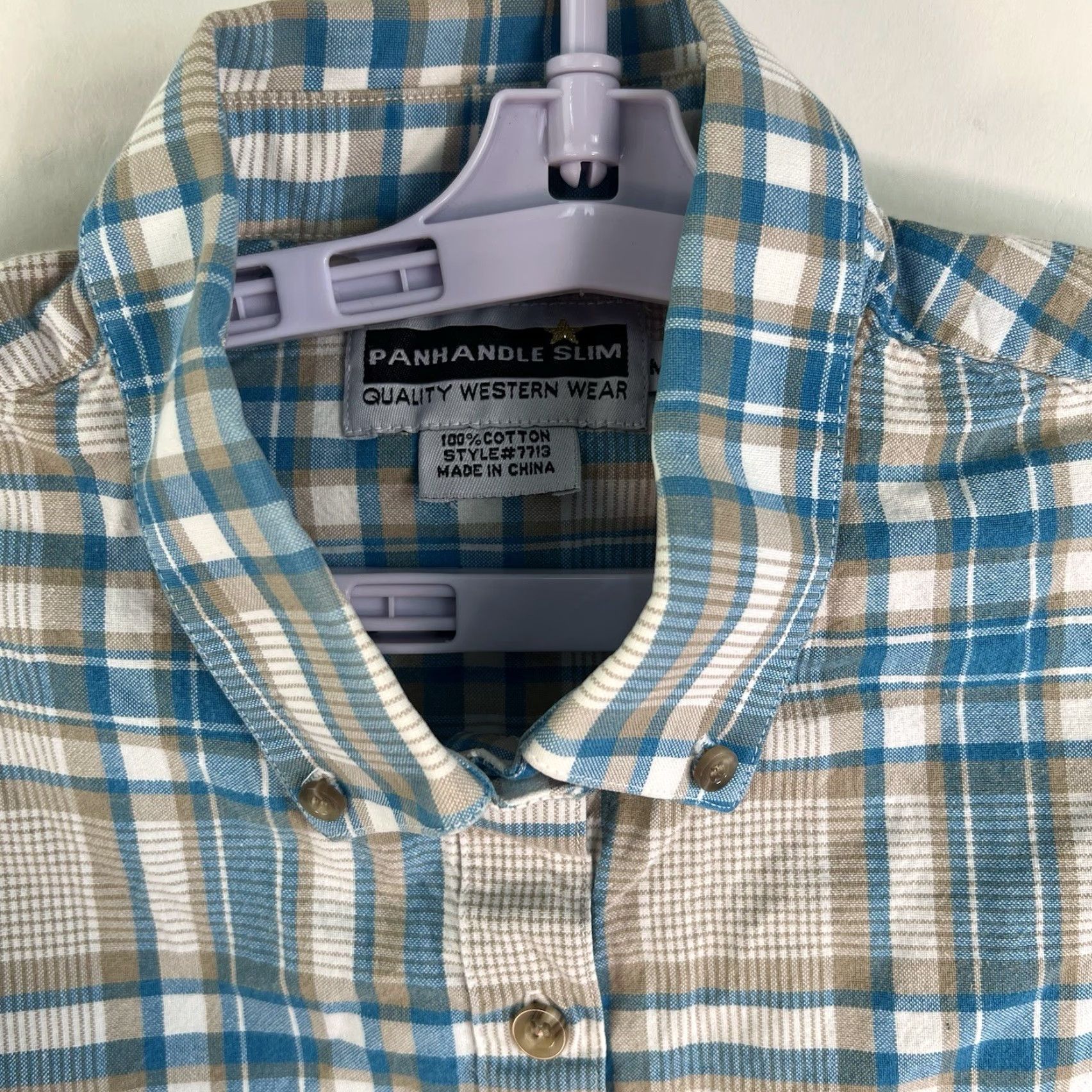 Vintage VINTAGE Panhandle Slim Plaid Western Shirt Womens M Teal Plaid Slimming Cotton Button-Up Western Theme Womens Size M / US 6-8 / IT 42-44 - 2 Thumbnail