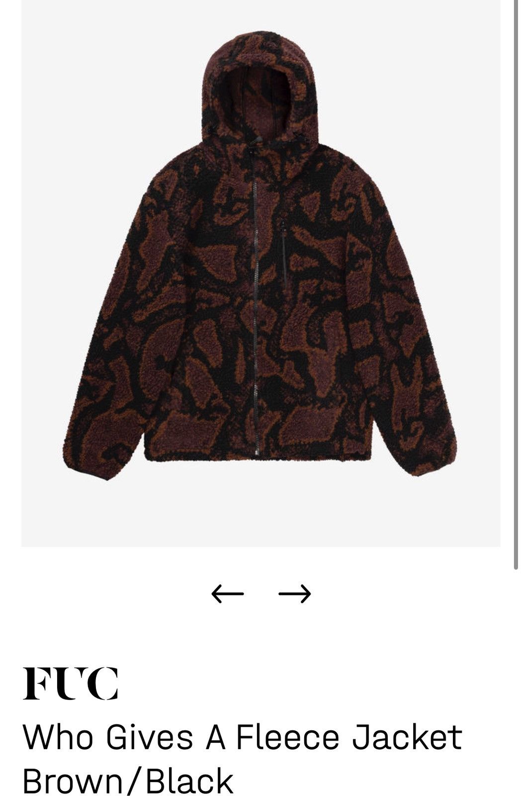 Other FUC Fleece Jacket (Brown/Black) Size US XL / EU 56 / 4 - 7 Thumbnail