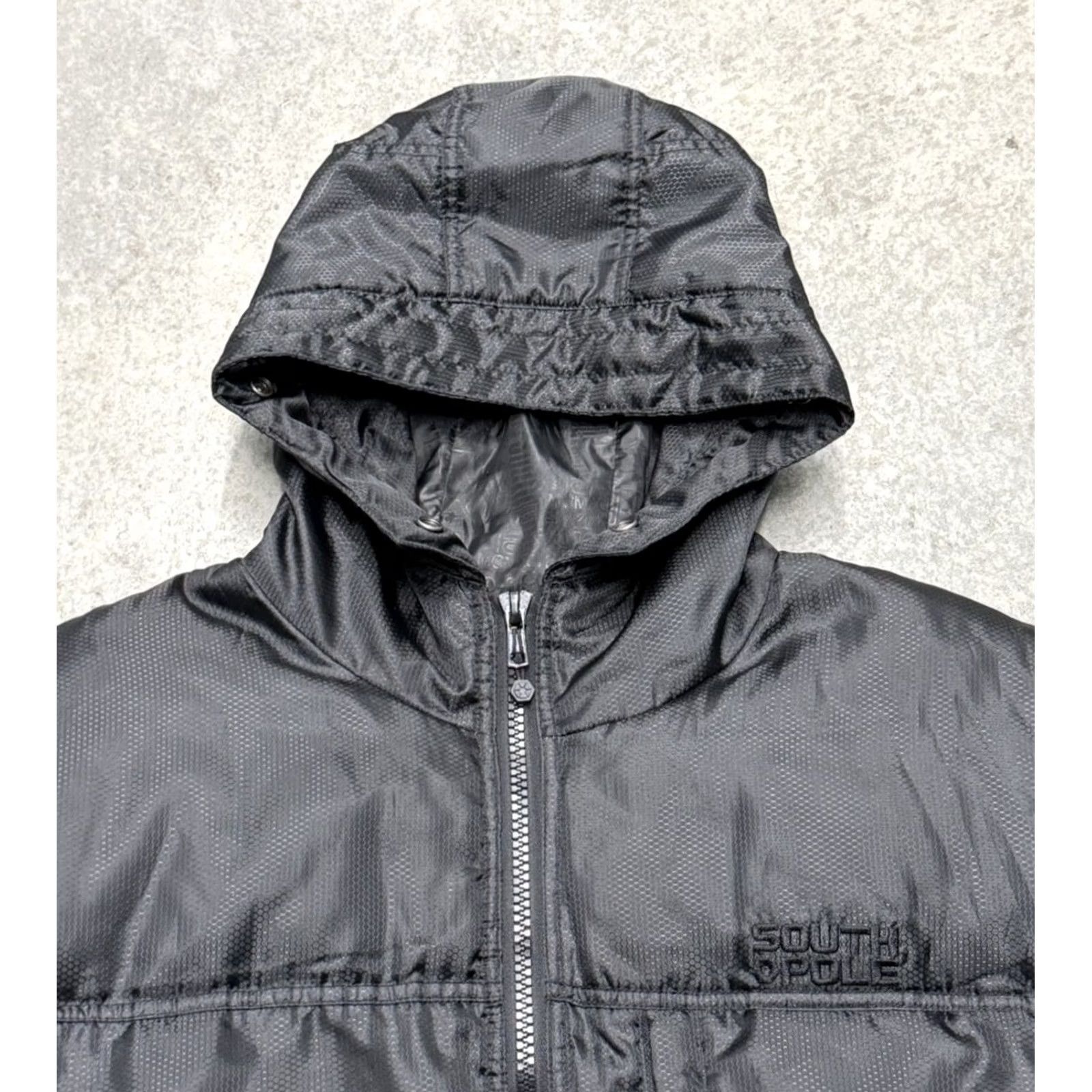 Southpole VINTAGE Southpole Puffer Jacket Men XL Black Zip Hooded Down 90s Hip Hop EUC Size US XL / EU 56 / 4 - 6 Thumbnail
