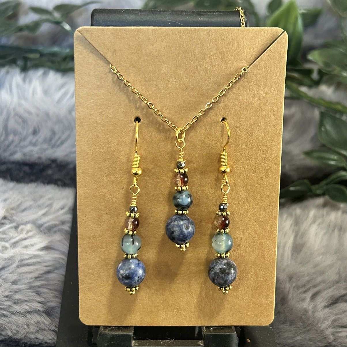 Handmade Handcrafted sodalite dragon vein agate hematite necklace set Size ONE SIZE - 2 Thumbnail