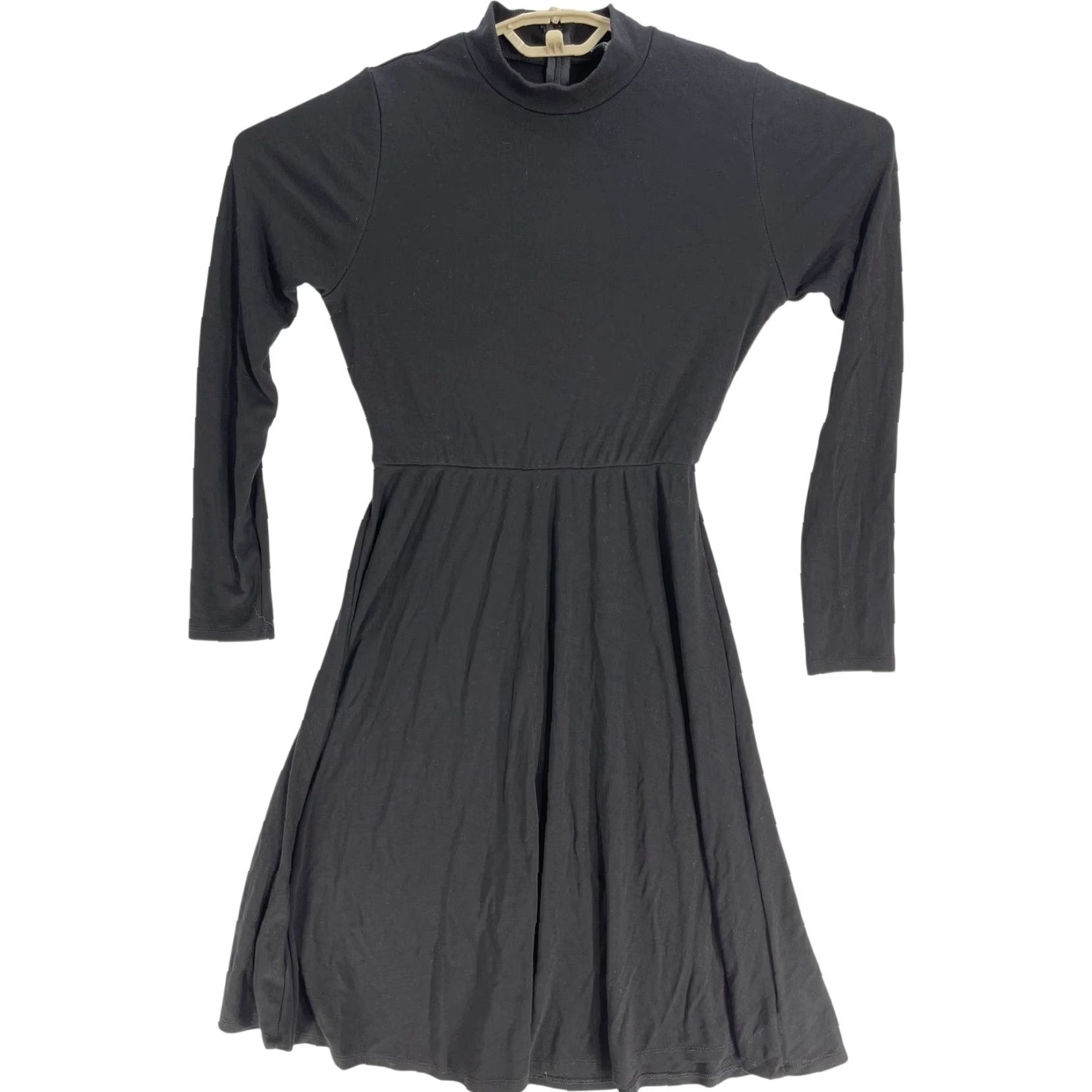 Lulus Lulus Midi Dress S Black Long Sleeve Mock Neck A-Line Office Casual Demure Minimalist Classic Womens Size S / US 4 / IT 40 - 2 Thumbnail