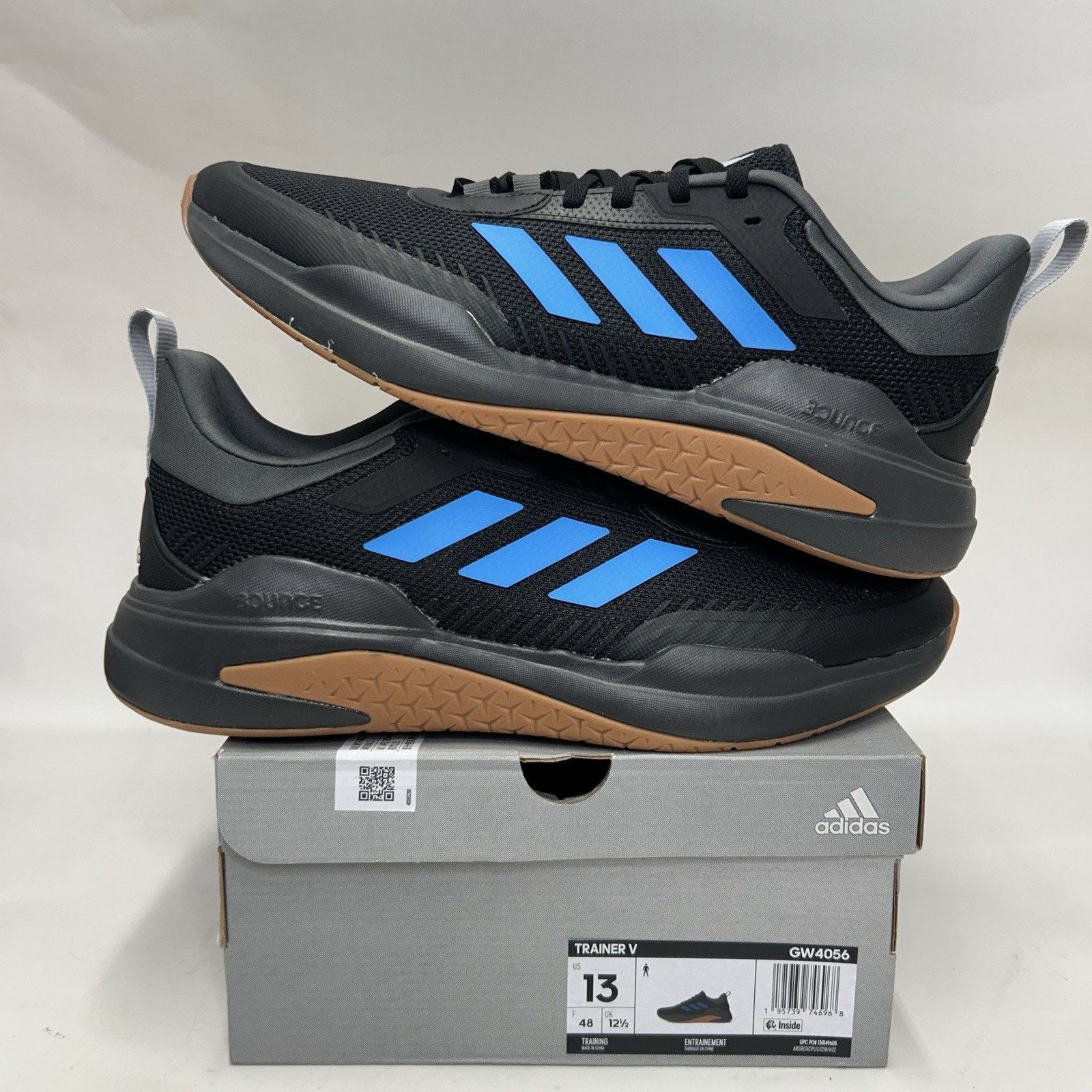 Adidas Adidas Trainer V “Black Pulse Blue Gum” GW4056 Size US 13 / EU 46 - 1 Thumbnail