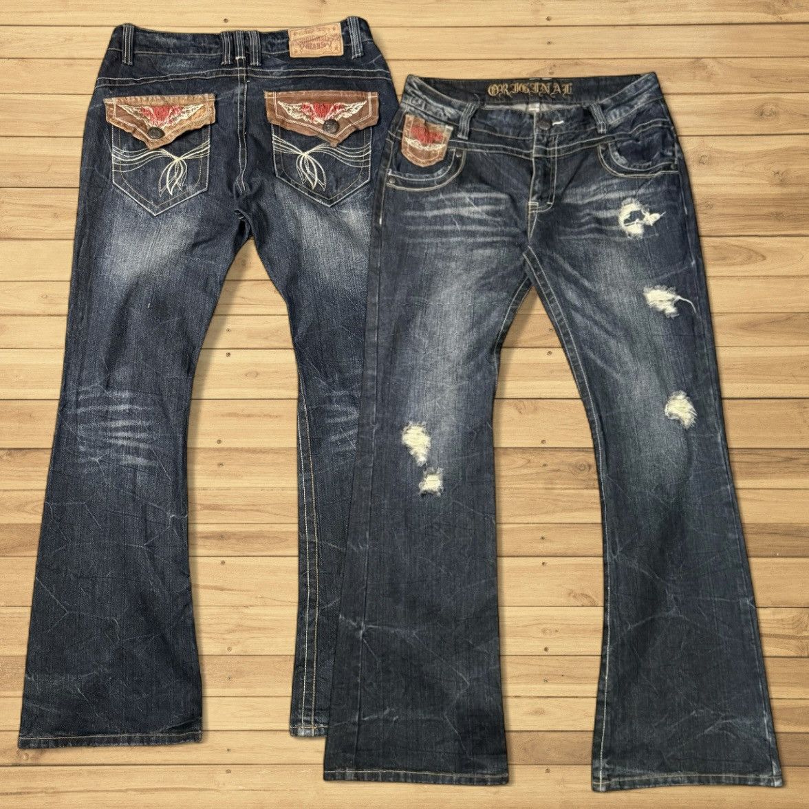 If Six Was Nine Insane Japanese Leather Flared Sick Soul Distressed Y2K LGB Size US 34 / EU 50 - 1 Thumbnail