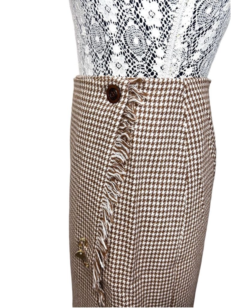 Other Vintage 80s above knee plaid, kilt Skirt, M, Brown and White Size 32" / US 10 / IT 46 - 4 Thumbnail