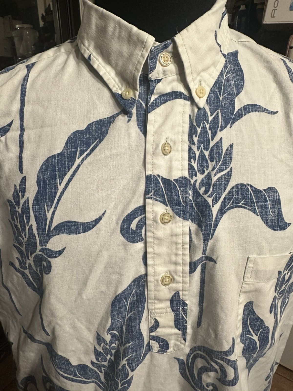 Reyn Spooner Reyn Spooner Blue/White Hawaiian Print Men's Large Size US L / EU 52-54 / 3 - 3 Thumbnail