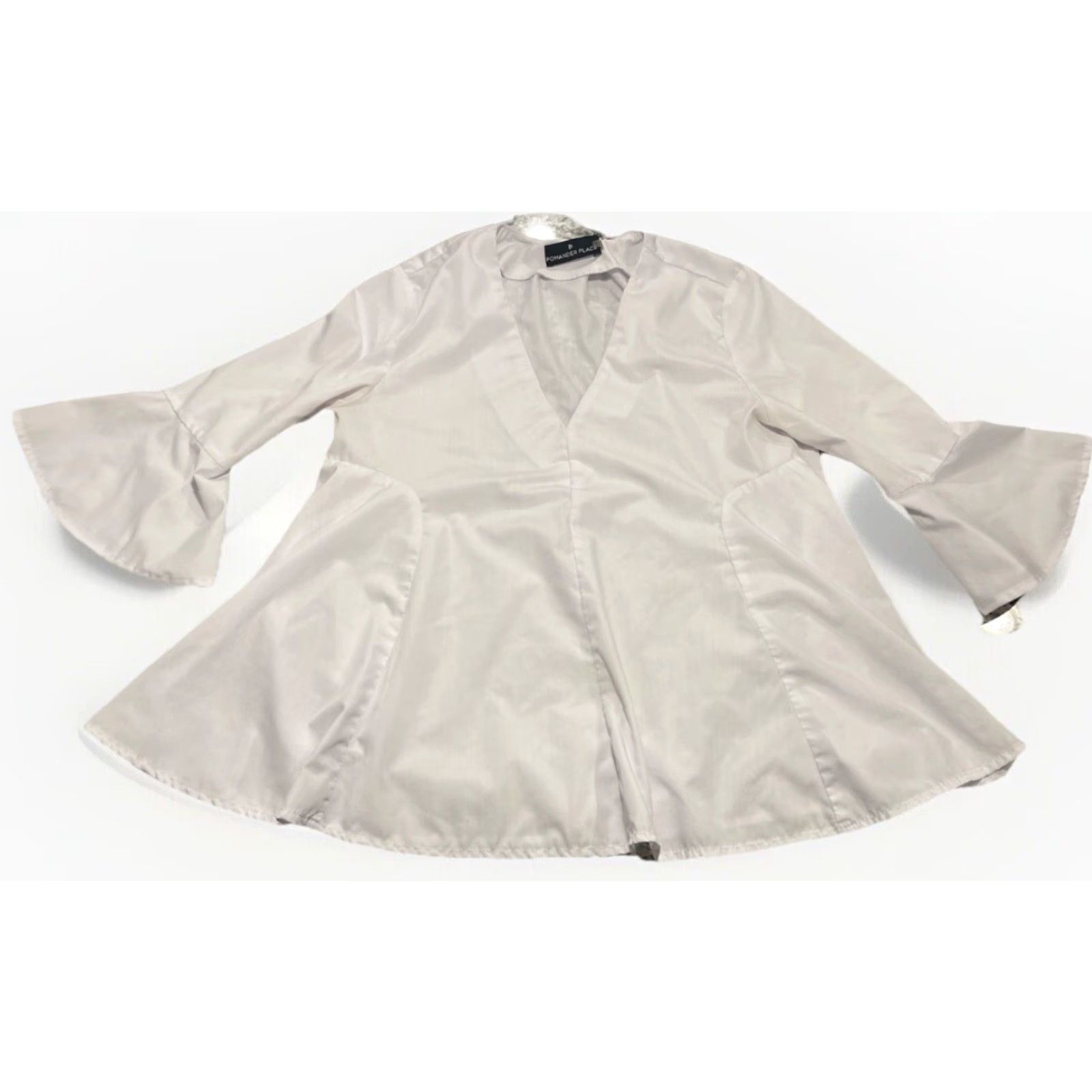 Bell Pomander Place Blouse Women XS White Adie Bell Sleeve V-Neck Casual Size XS / US 0-2 / IT 36-38 - 2 Thumbnail