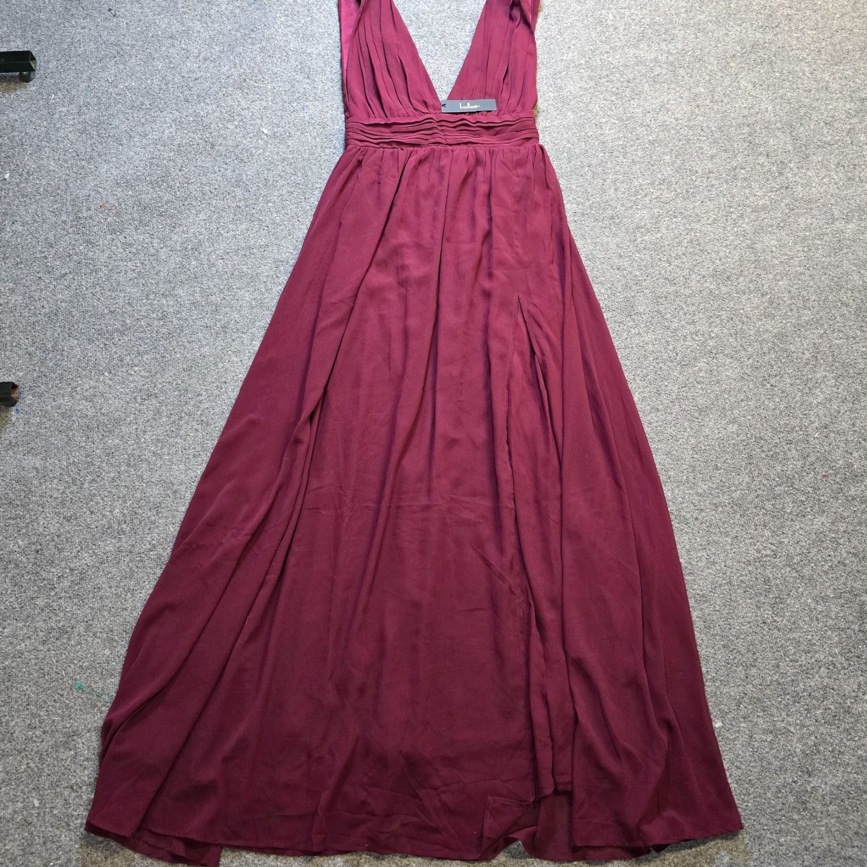 Lulus Dress Womens Size S Red Burgundy Maxi Sleeveless V-Neck Zip Lined  Polyester Spandex Party/