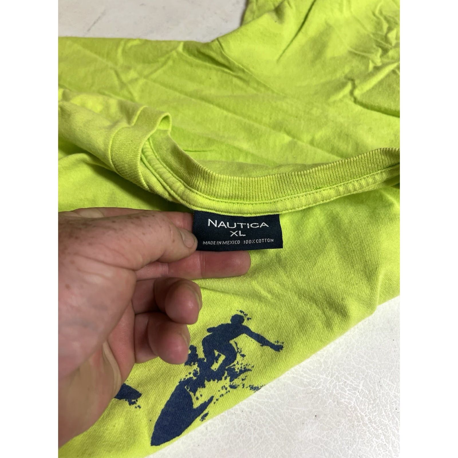 Nautica VINTAGE Nautica Shirt XL Green Surf Riders 1990s Short Sleeve Board Pinhole Mens Size US XL / EU 56 / 4 - 5 Thumbnail