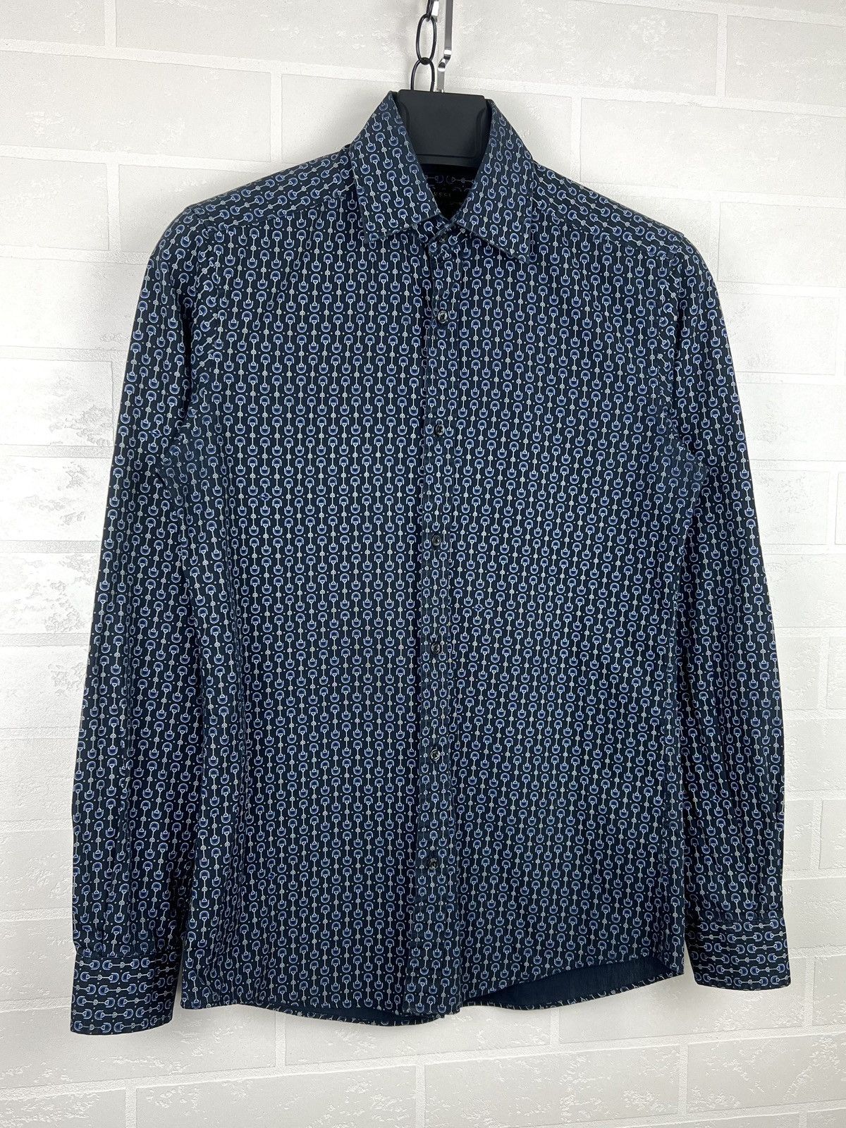 Gucci GUCCI Shirt Button Up Fitted Monogram Printed Horsebit Men's Size US S / EU 44-46 / 1 - 2 Thumbnail