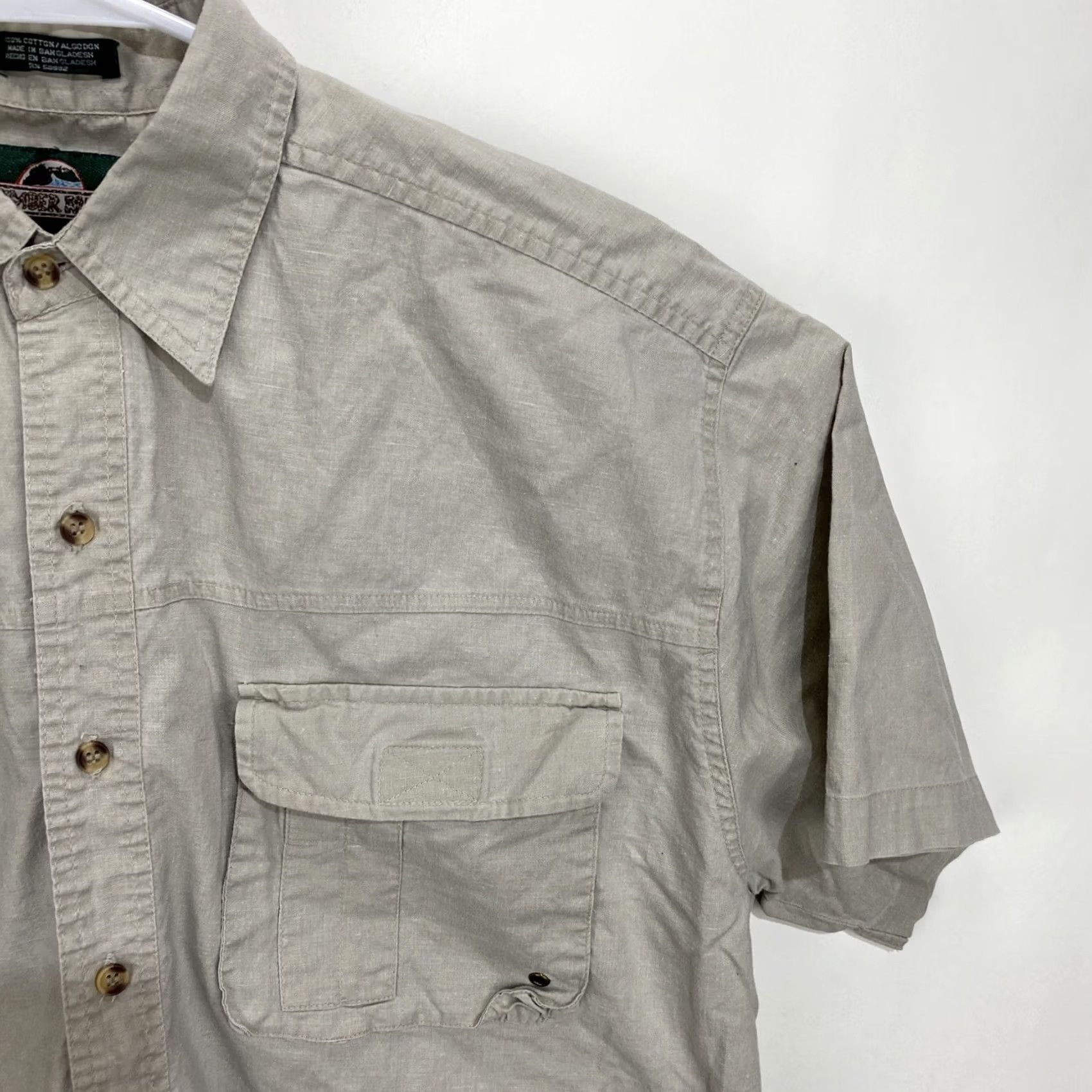 Vintage Timber Run Shirt Button-Up Short Sleeve Khaki Men’s Large Pockets Camping Fishing Sports Outdoor Regular Fit Shirt Size US L / EU 52-54 / 3 - 4 Thumbnail