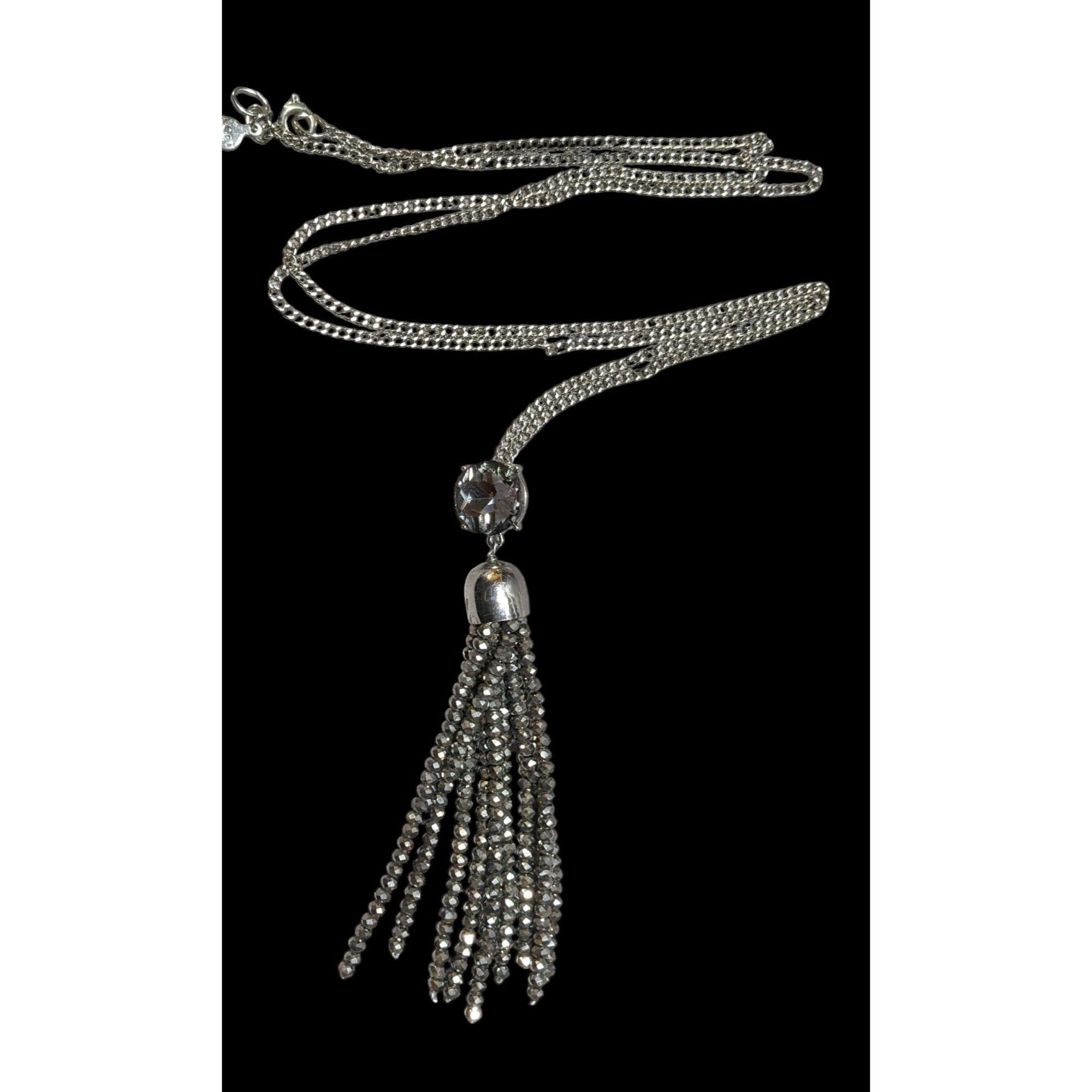 Loft Preppy Glam Silver Sparkle Loft Tassel Necklace Size ONE SIZE - 1 Thumbnail
